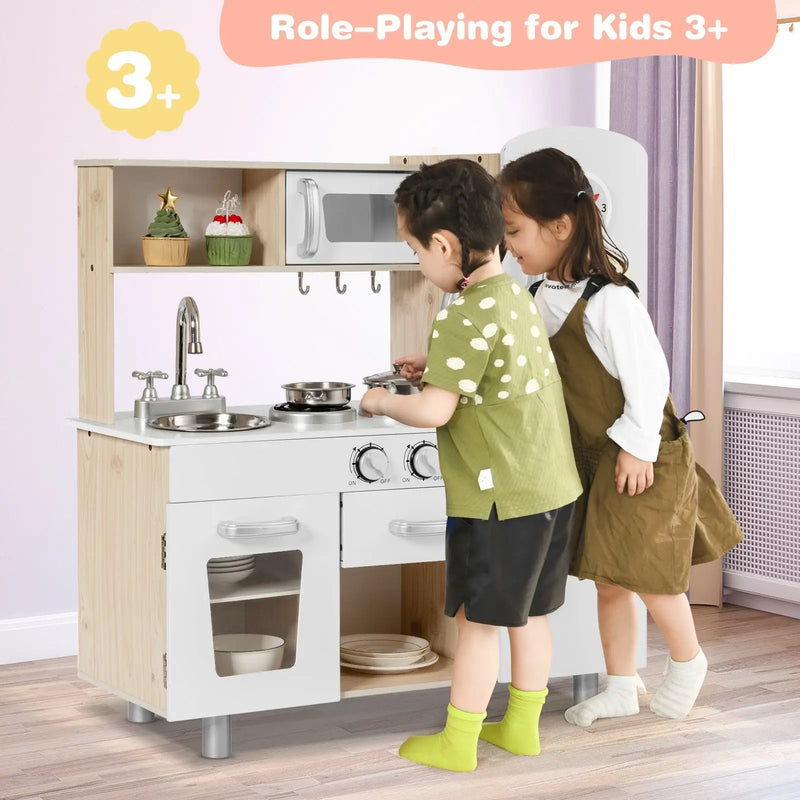 Vintage Play Kitchen Pretend Kids Cooking Playset Toys with Water Dispense by DirectDeals