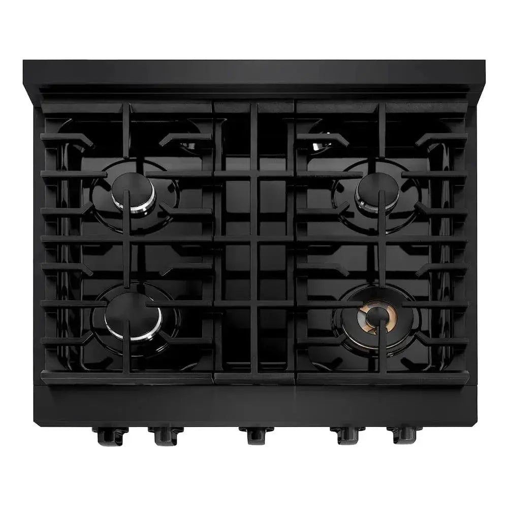 ZLINE 30"Paramount Dual Fuel Range Black Stainless Steel, SDRB-30 by Farmhouse Kitchen and Bath