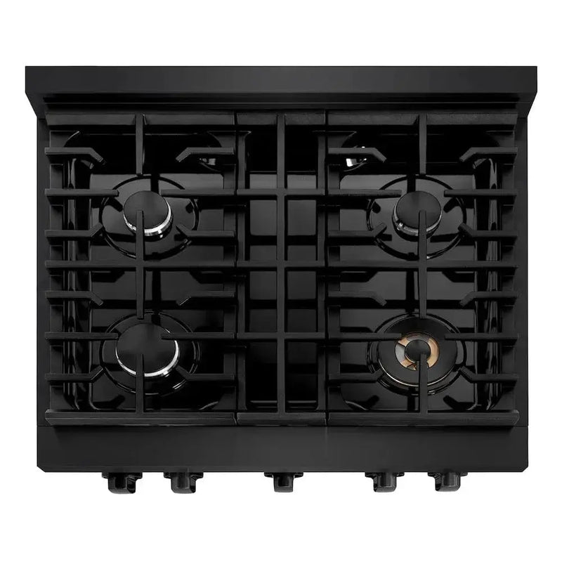 ZLINE 30"Paramount Dual Fuel Range Black Stainless Steel, SDRB-30 by Farmhouse Kitchen and Bath