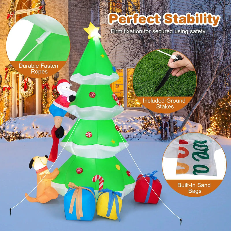 7 Feet Inflatable Christmas Tree with Santa Claus and Dog by DirectDeals