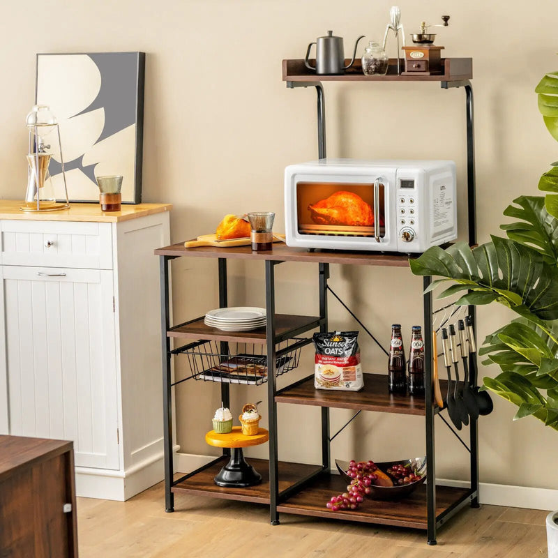4 Tier Vintage Kitchen Baker's Rack Utility Microwave Stand-Coffee by DirectDeals