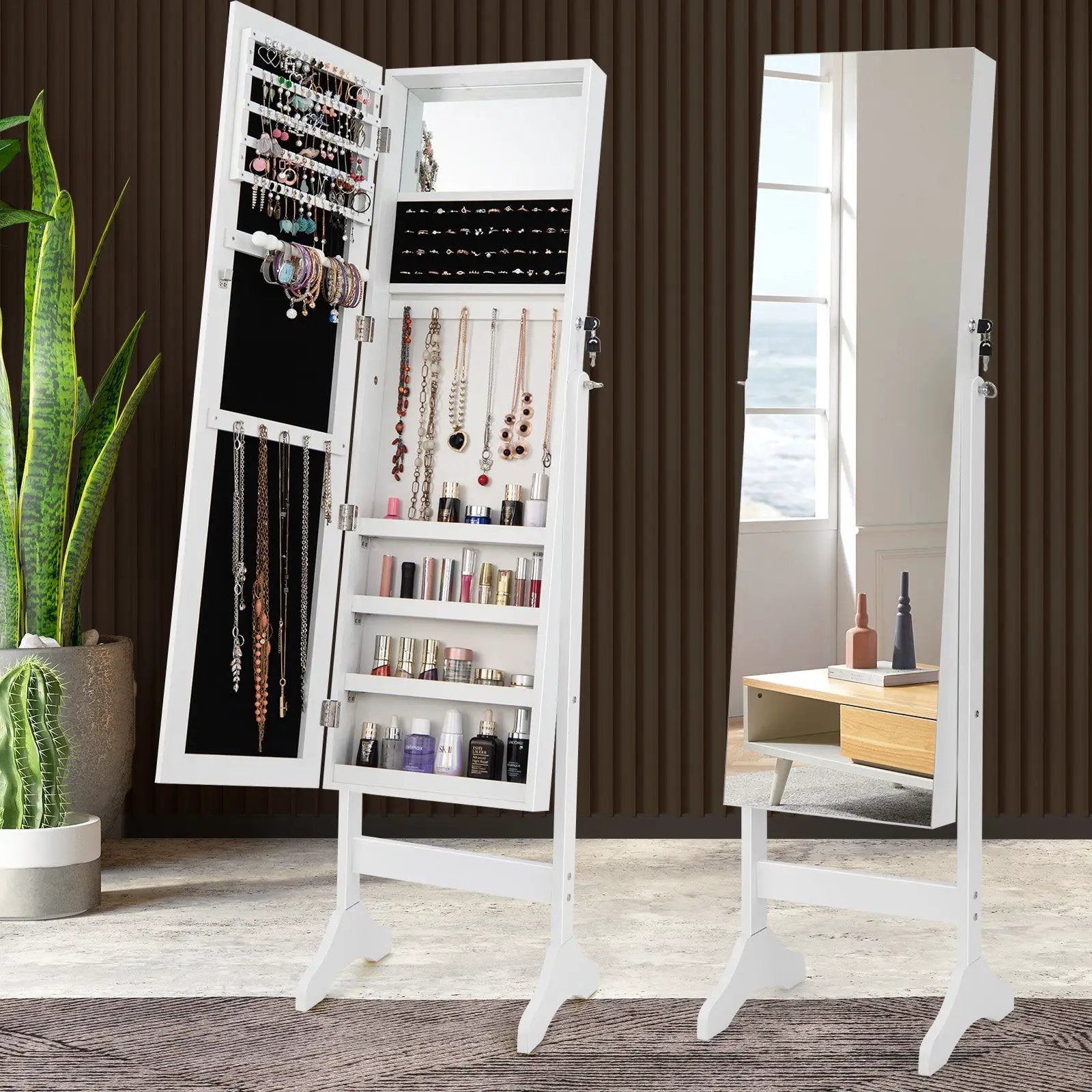 Standing Jewelry Cabinet with Full Length Mirror by DirectDeals