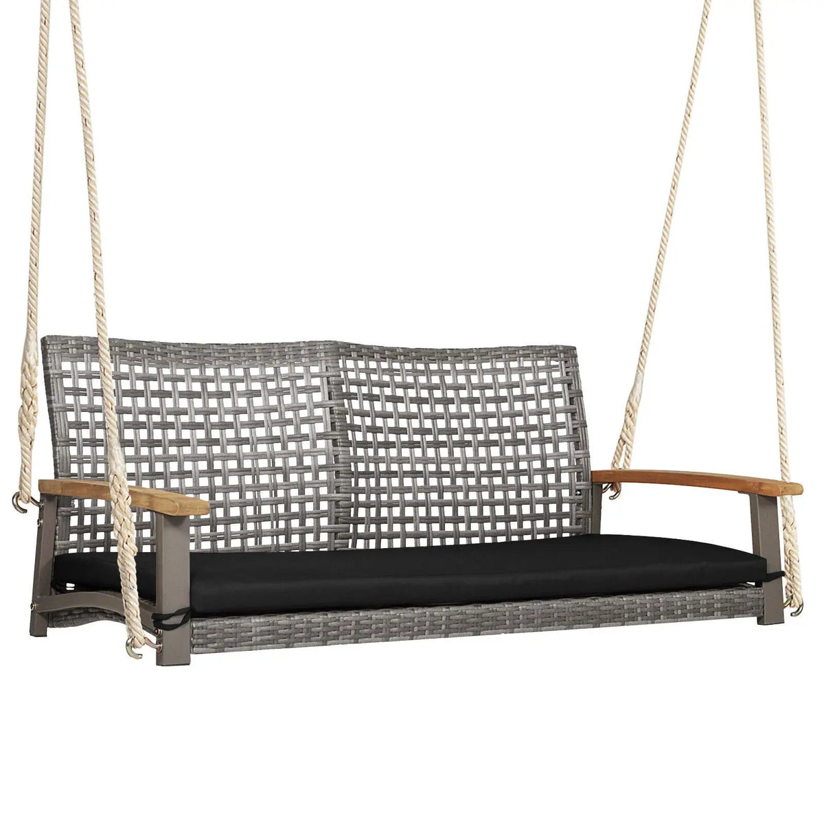 2-Person Patio Wicker Hanging Swing Chair, photo 3 of 10