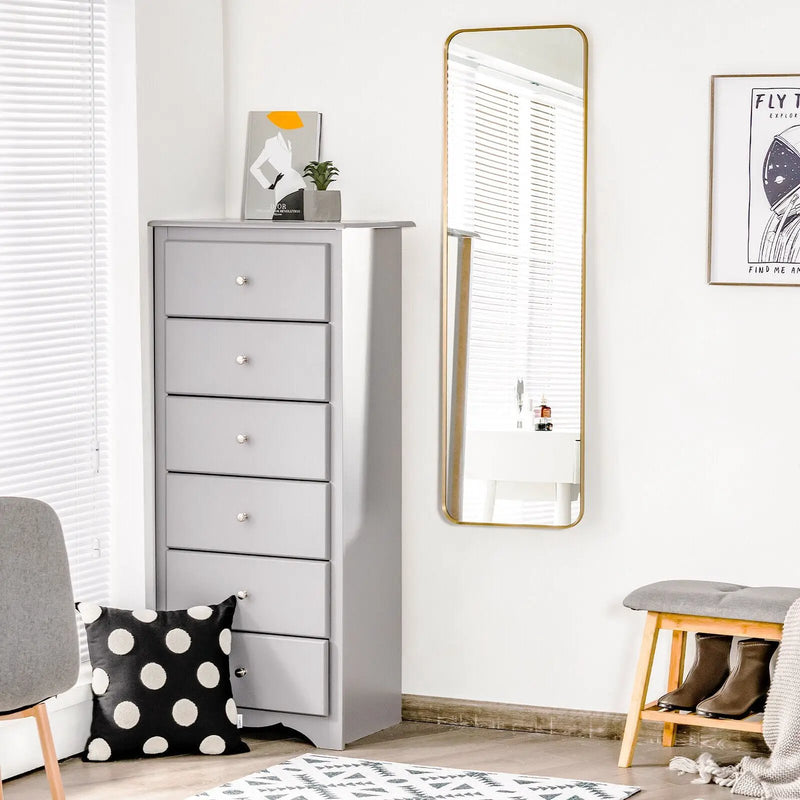 Full Length Wall Mounted Body Mirror with Free Standing Stand-Golden by DirectDeals