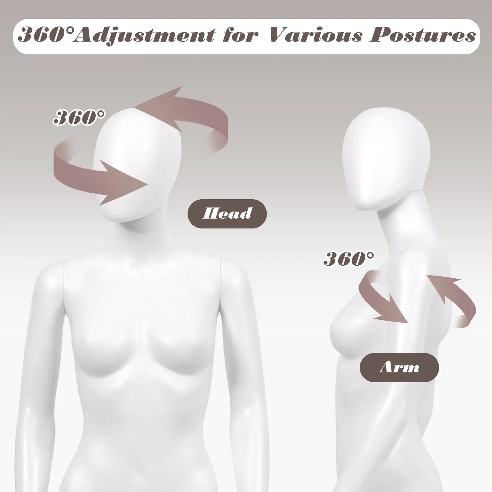 5.8 ft Full Body Female Mannequin Egghead Manikin with Metal Stand by DirectDeals