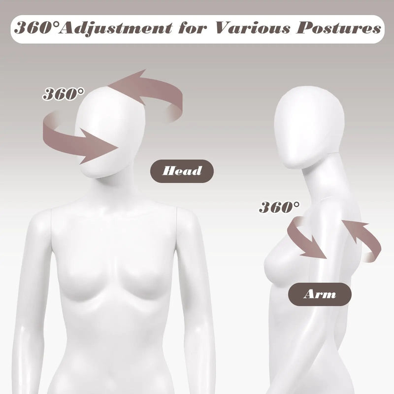 5.8 ft Full Body Female Mannequin Egghead Manikin with Metal Stand by DirectDeals