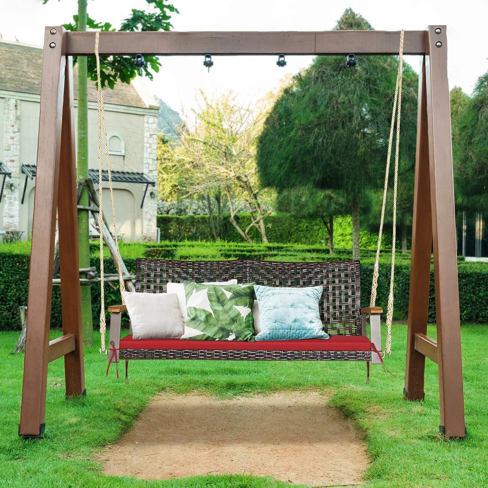 2-Person Rattan Hanging Porch Swing Chair by DirectDeals