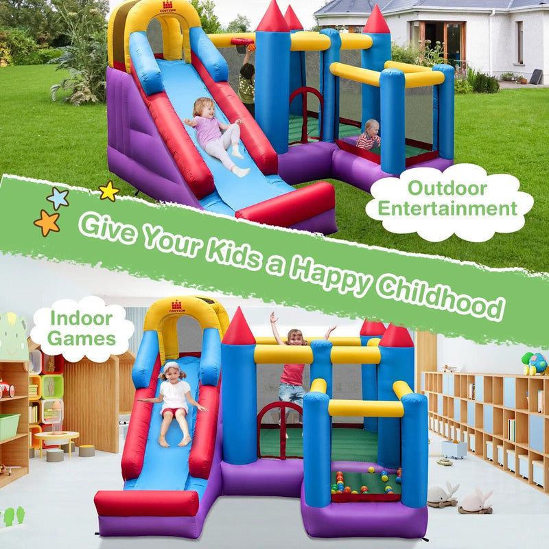 5-in-1 Inflatable Bounce House with 735W Blower and 50 Ocean Balls by DirectDeals
