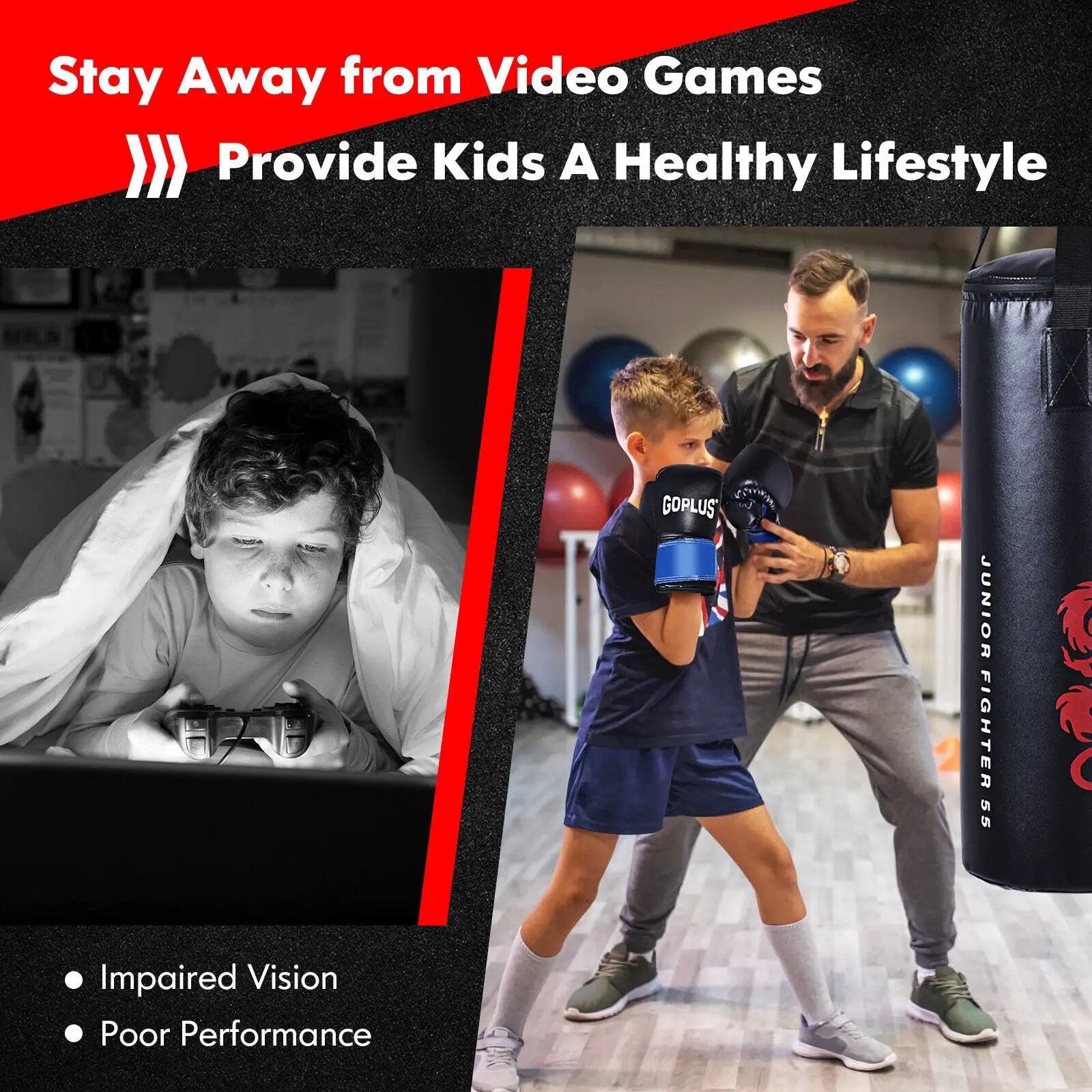 5 Pieces 40Lbs Filled Punching Boxing Set with Jump Rope and Gloves by DirectDeals