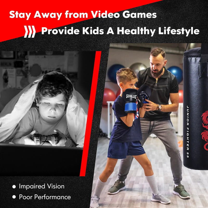 5 Pieces 40Lbs Filled Punching Boxing Set with Jump Rope and Gloves by DirectDeals
