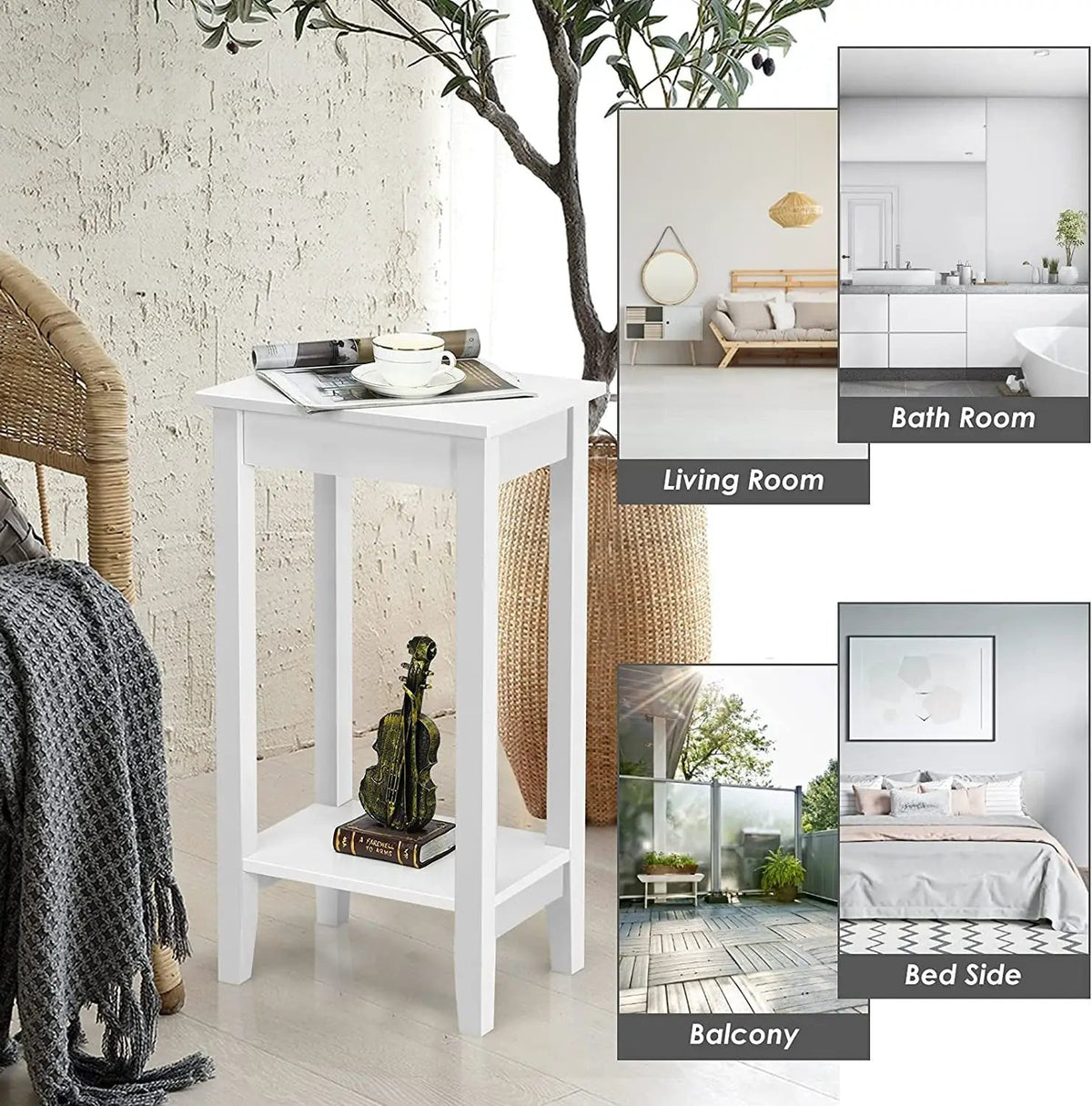 Set of 2 Versatile 2-Tier End Table with Storage Shelf, photo 5 of 8