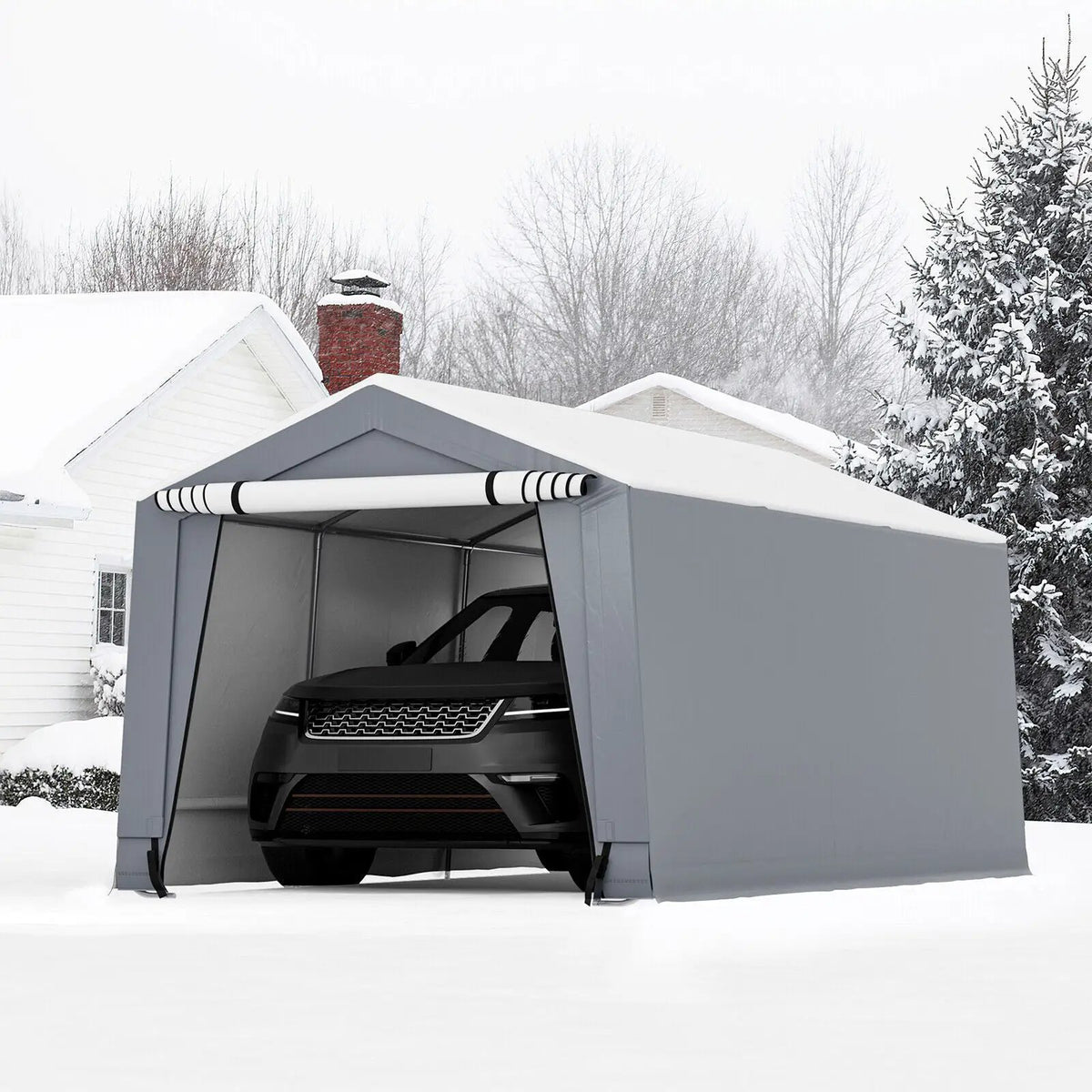 10 x 16/10 x 20 Feet Outdoor Heavy-Duty Carport with 2 Doors, photo 2 of 9