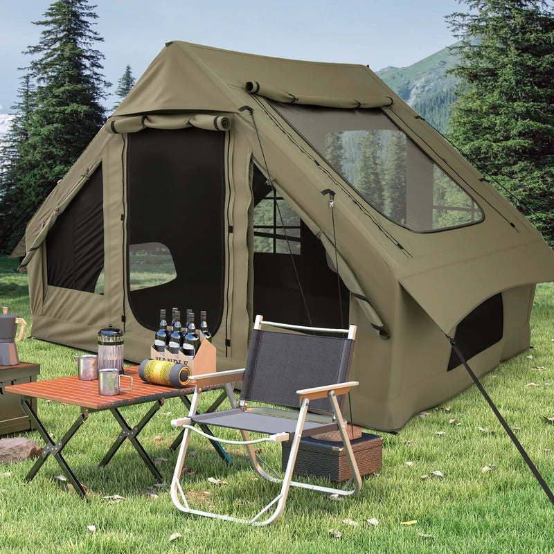 4-6 People Inflatable Camping Tent with 4 Mesh Screen Windows and 2 Doors by DirectDeals