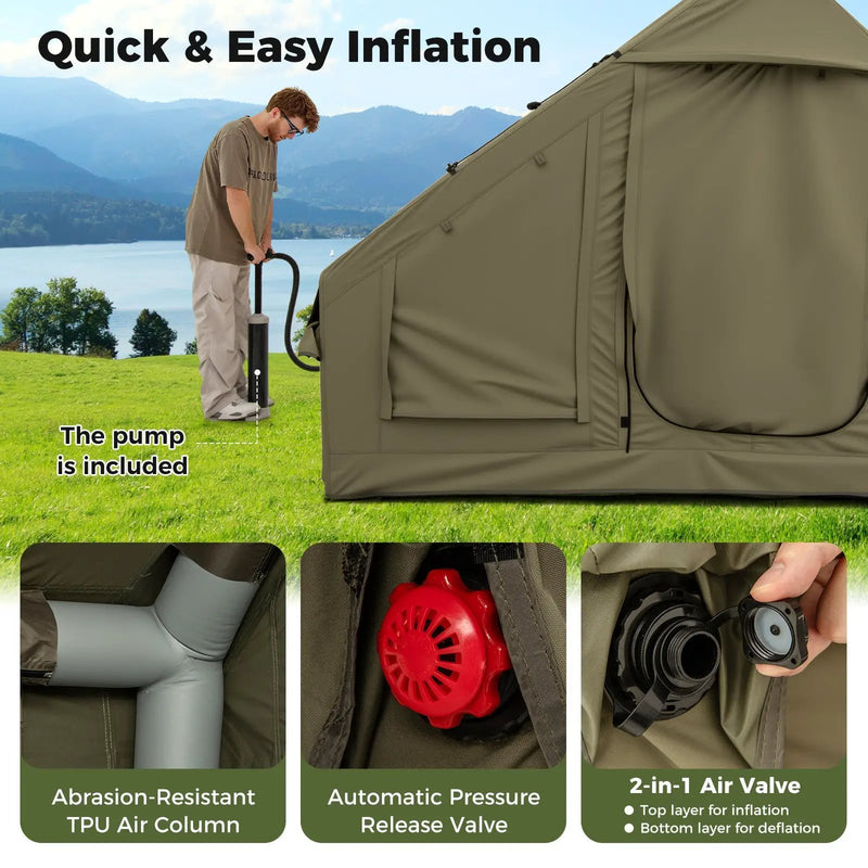 4-6 People Inflatable Camping Tent with 4 Mesh Screen Windows and 2 Doors by DirectDeals