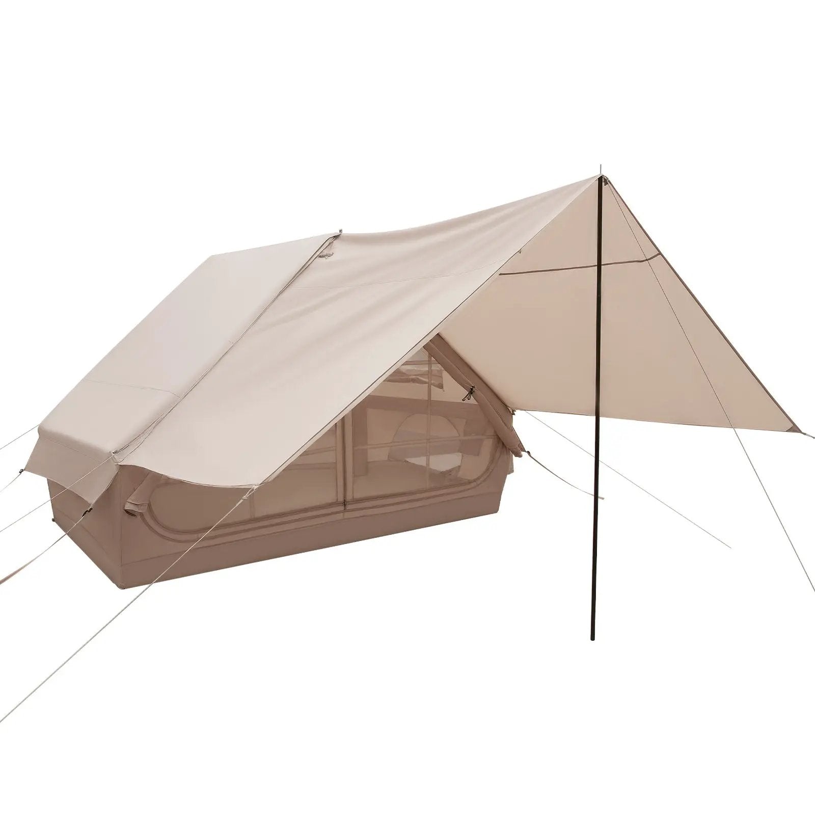 4-6 People Inflatable Camping Tent with Porch and Carrying Bag-Beige by DirectDeals