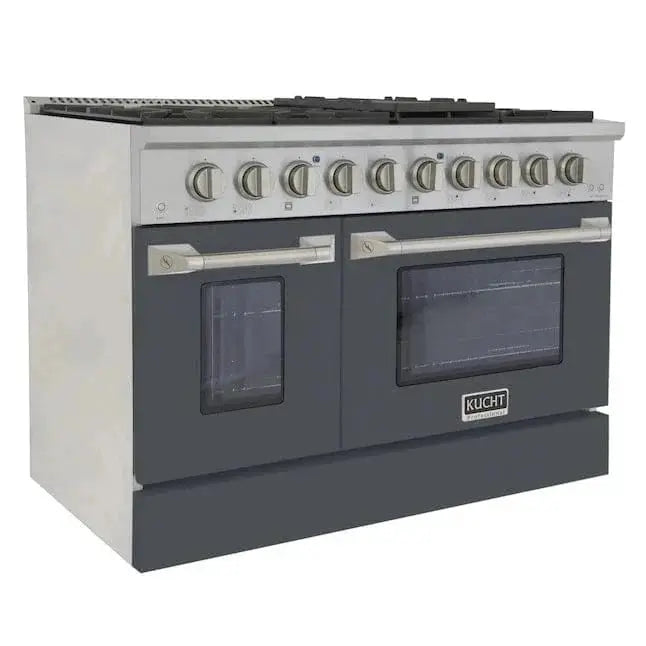 Kucht 48" Propane Range in Stainless Steel, Grey Doors, KNG481/LP-GR by Farmhouse Kitchen and Bath