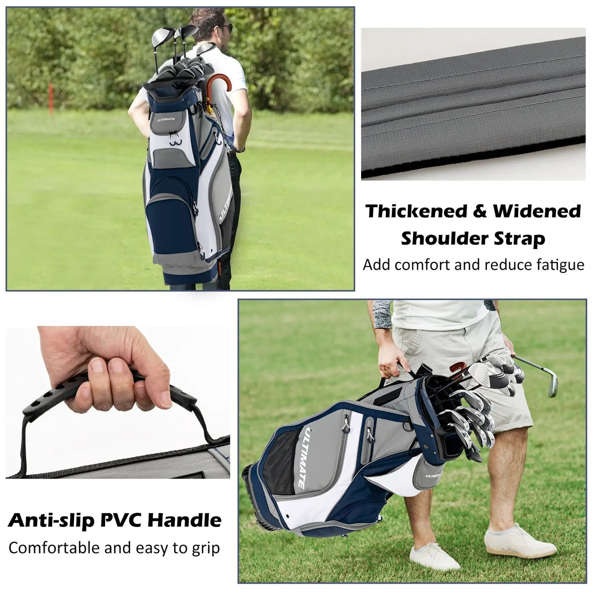 10.5 Inch Golf Stand Bag with 14 Way Dividers and 7 Zippered Pockets, photo 15 of 16