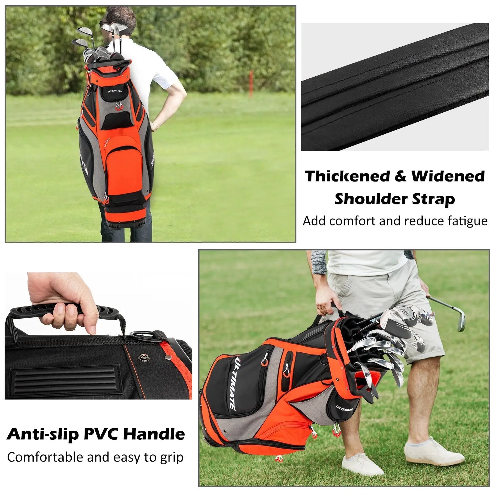 10.5 Inch Golf Stand Bag with 14 Way Dividers and 7 Zippered Pockets by DirectDeals