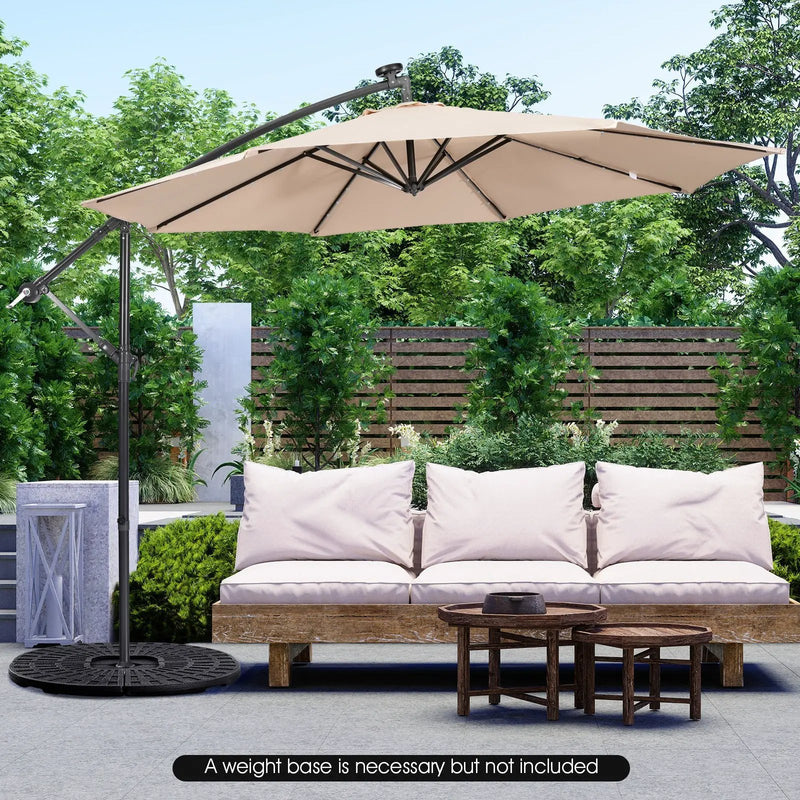 10 Feet Patio Solar Powered Cantilever Umbrella with Tilting System by DirectDeals