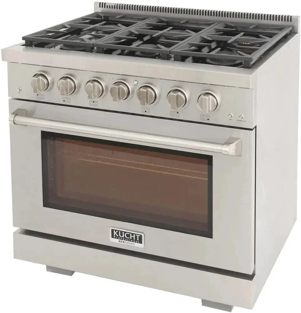 Kucht 36" Freestanding Professional Gas Range KFX3600X-S by Farmhouse Kitchen and Bath