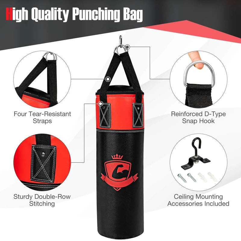 11 Pounds Kids Hanging Punching Bag Set with Punching Gloves-Black by DirectDeals