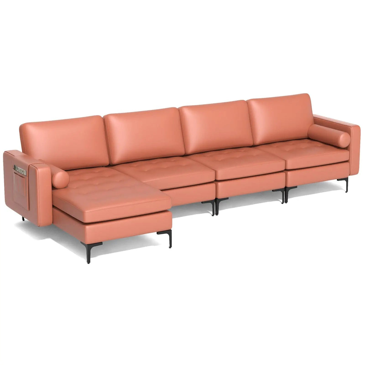 Modular L-shaped 4-Seat Sectional Sofa with Reversible Chaise and 2 USB Socket, photo 2 of 40
