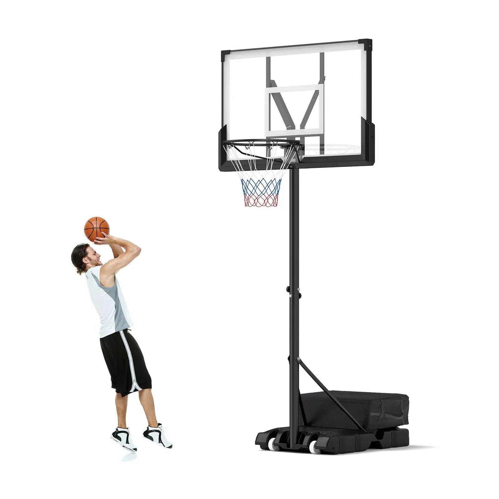 Portable Basketball Hoop Outdoor Basketball Goal System Adjustable for Kids Teens Adults by DirectDeals