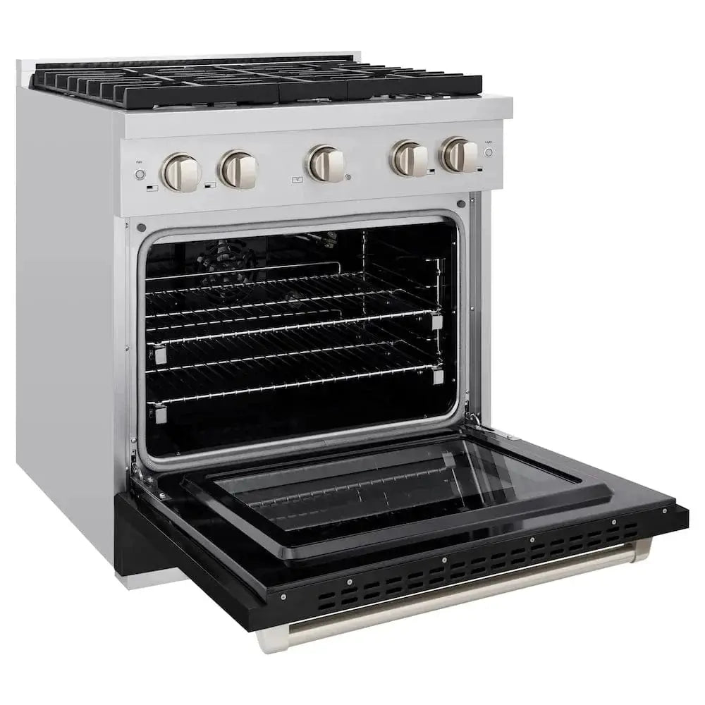 ZLINE 30"Paramount Dual Fuel Range Stainless Steel, Black Matte, SDR-BLM-30 by Farmhouse Kitchen and Bath