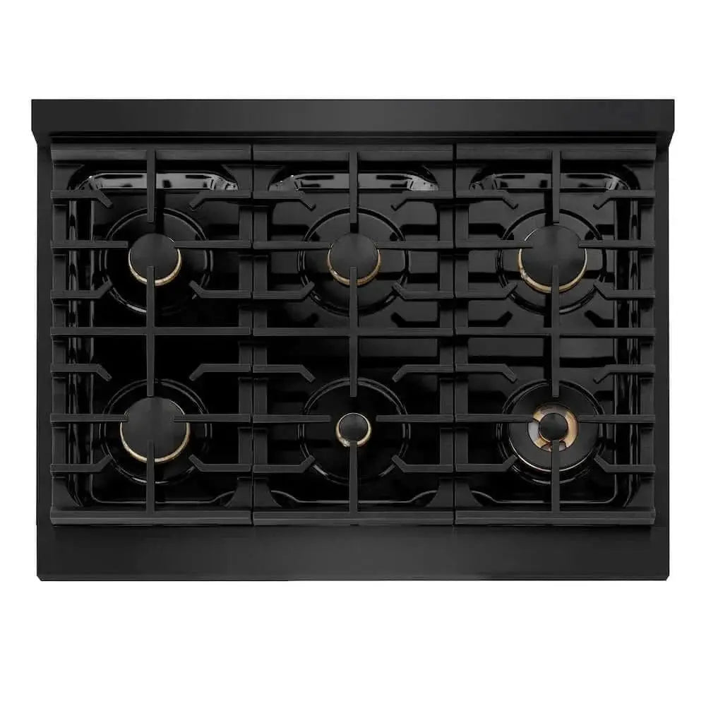 ZLINE 36"Gas Range, Convection Gas Oven, Black, Champagne Bronze,SGRBZ-36-CB by Farmhouse Kitchen and Bath