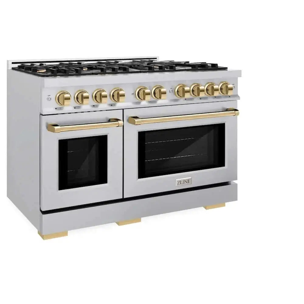 ZLINE 48" Select Dual Fuel Range Gas Cooktop Electric Convection Oven Stainless Steel Gold HDRZ-48-G by Farmhouse Kitchen and Bath