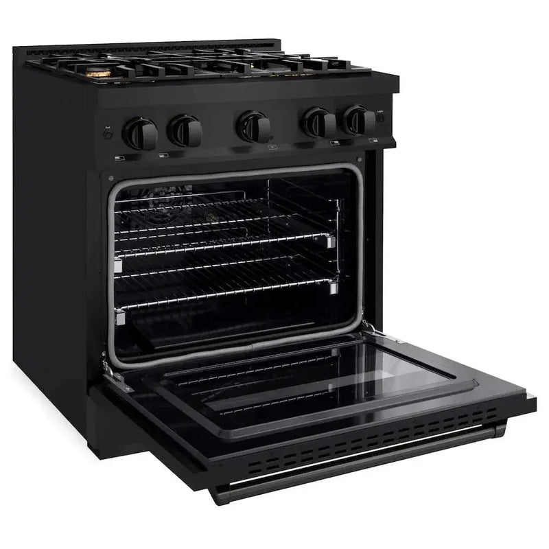 ZLINE 30" Dual Fuel Range, Gas Cooktop, Electric Convection Oven Black Stainless Steel Brass Burners, CDRB-BR-30 by Farmhouse Kitchen and Bath