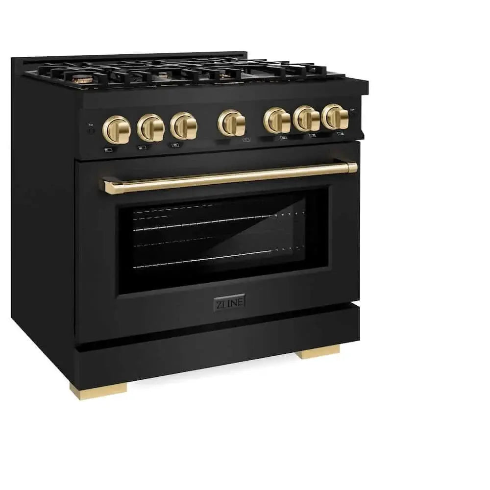 ZLINE 36" Select Gas Range Convection Gas Oven Black Stainless Steel Gold HGRBZ-36-G by Farmhouse Kitchen and Bath