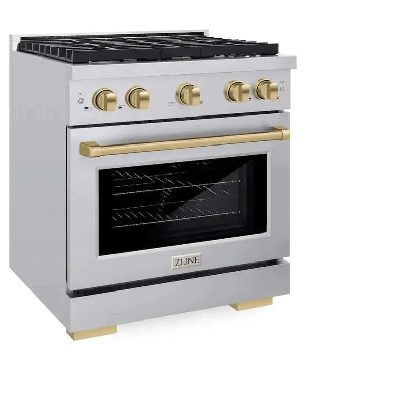 ZLINE 30"Gas Range, Convection Oven Stainless Steel, Champagne Bronze, SGRZ-30-CB by Farmhouse Kitchen and Bath