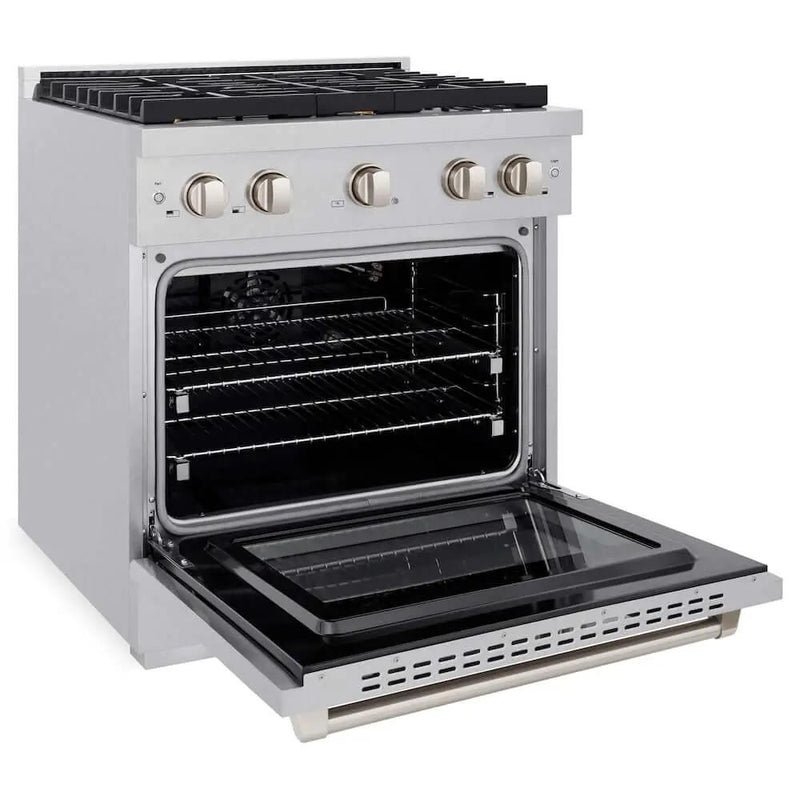 ZLINE 30"Gas Range, Convection Gas Oven , DuraSnow® Brass Burners, SGRS-BR-30 by Farmhouse Kitchen and Bath