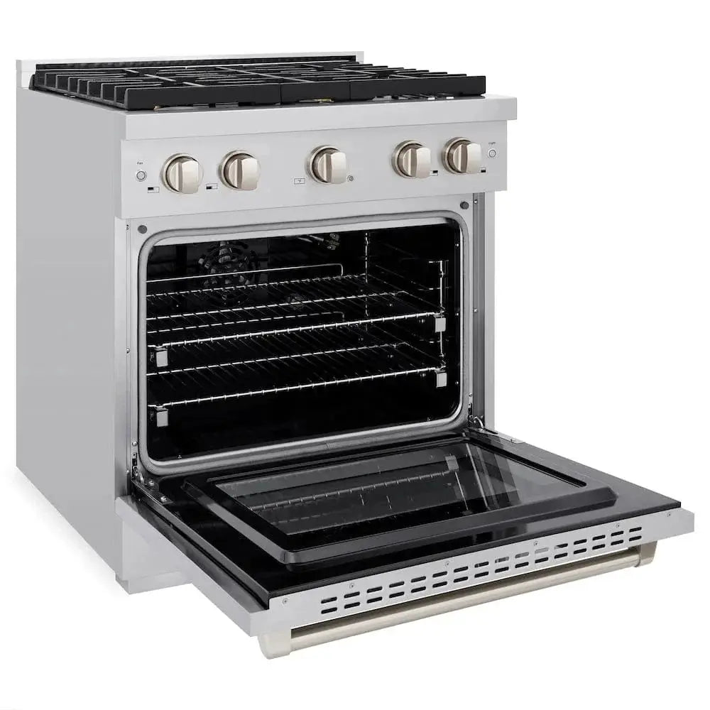 ZLINE 30"Paramount Dual Fuel Range Stainless Steel, Brass Burner, SDR-BR-30 by Farmhouse Kitchen and Bath