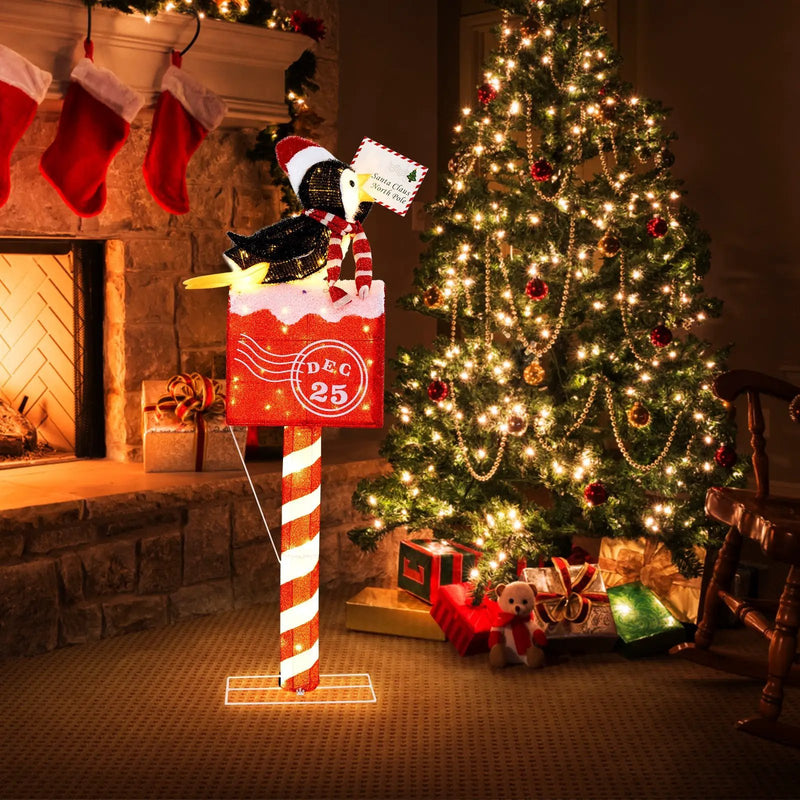 4.8 FT Christmas Lighted Penguin on Mailbox Pre-lit Xmas Decoration with 100 LED Warm White Lights by DirectDeals