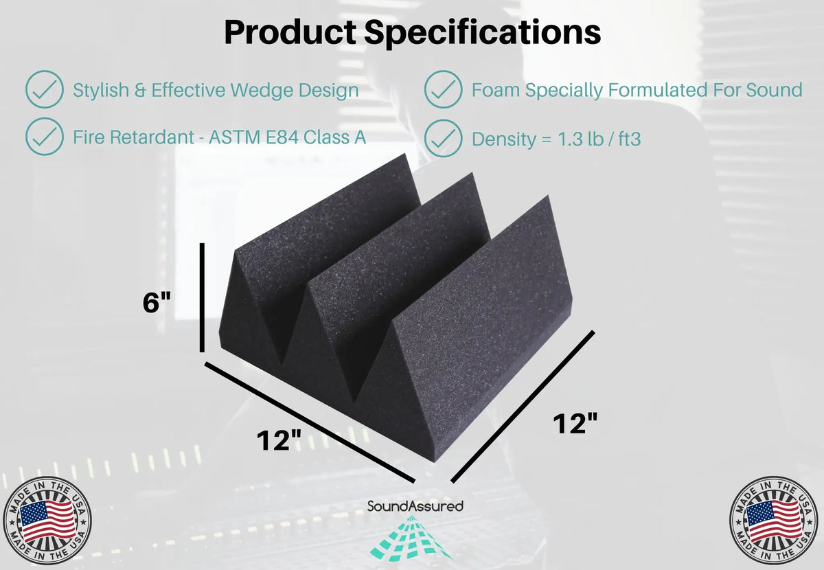 Six Inch Acoustic Foam Wedge Panels - 12x12x6", photo 2 of 5