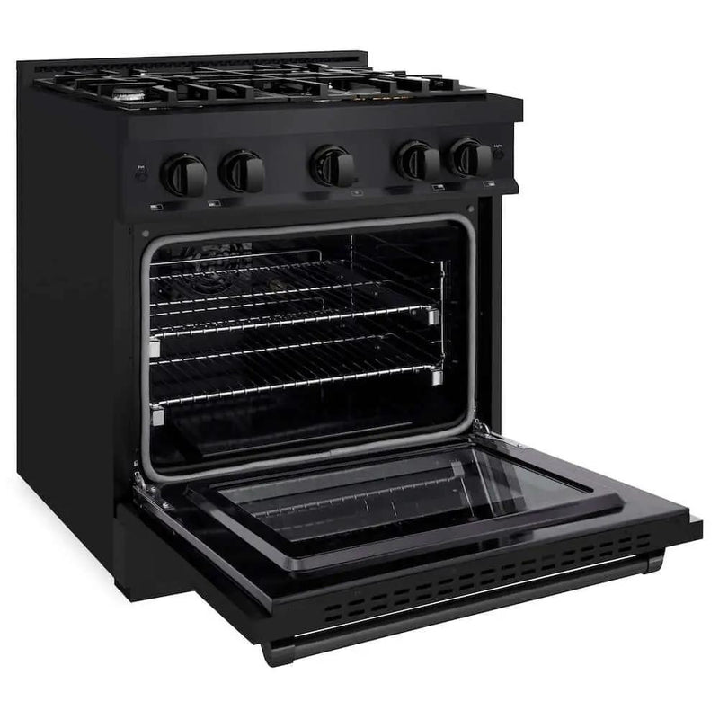 ZLINE 30" Select Dual Fuel Range Gas Cooktop Electric Convection Oven Black Stainless Steel HDRB-30 by Farmhouse Kitchen and Bath