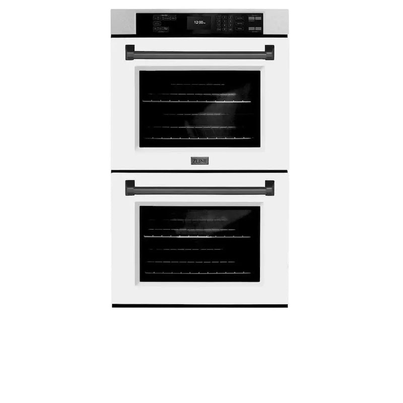 ZLINE 30"Professional True Convection Double Wall Oven, Air Fry, Self Clean, DuraSnow® Matte Black WADSZ-WM-30-MB by Farmhouse Kitchen and Bath