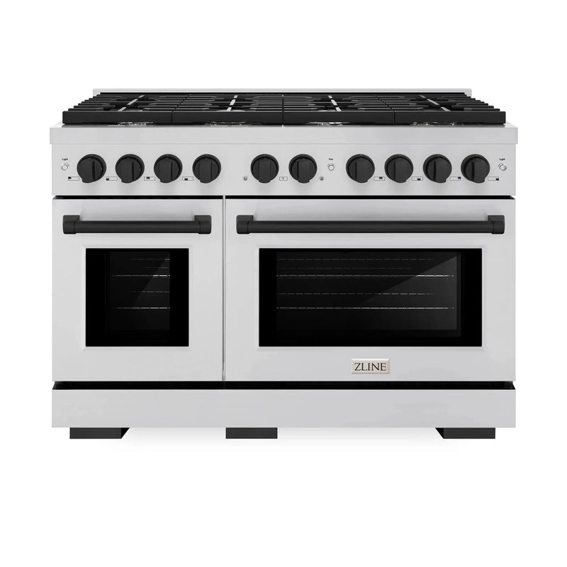ZLINE 48"Paramount Dual Fuel Range Stainless Steel Matte Black SDRZ-48-MB by Farmhouse Kitchen and Bath