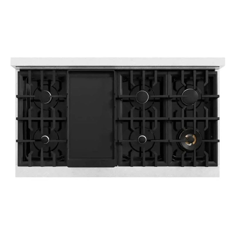 ZLINE 48" Select Gas Range Convection Gas Oven DuraSnow® Stainless Steel Black Matte Door HGRS-BLM-48 by Farmhouse Kitchen and Bath