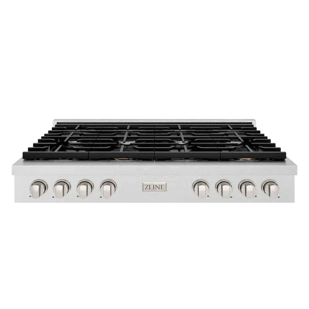 ZLINE 48" Paramount Gas Rangetop DuraSnow® Stainless Steel SRTS-48 by Farmhouse Kitchen and Bath