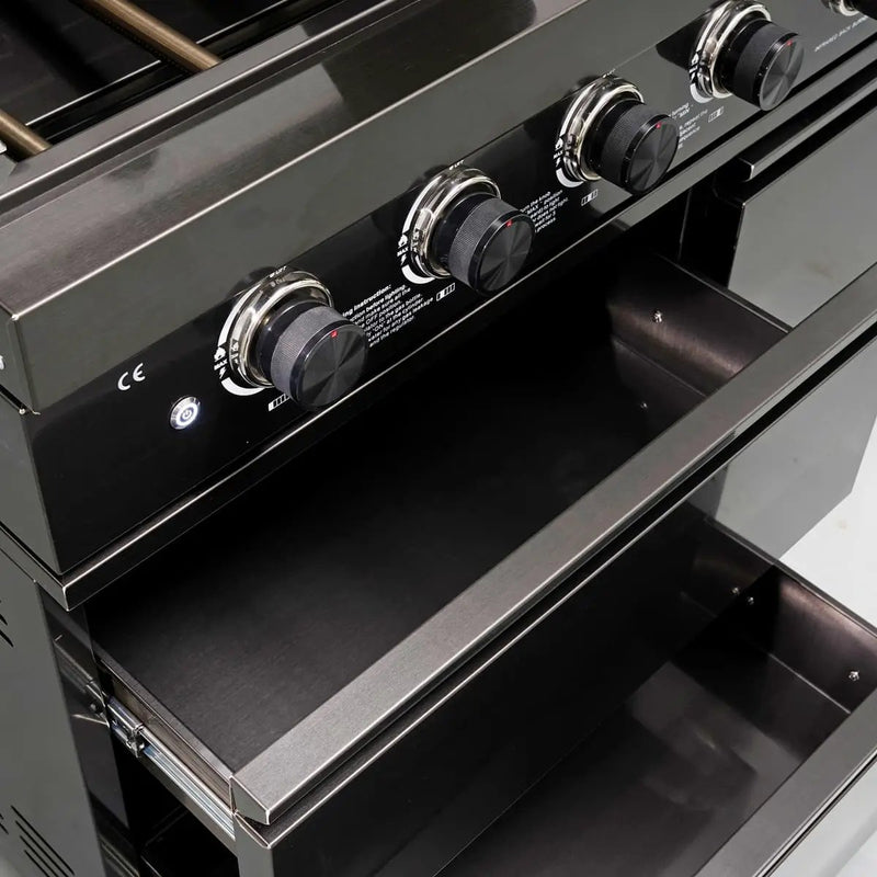 104" 4-Burner 72,000 BTU Black Outdoor Kitchen Bar Barbecue Island Grill + Wine Cooler + Sink by Chery Industrial