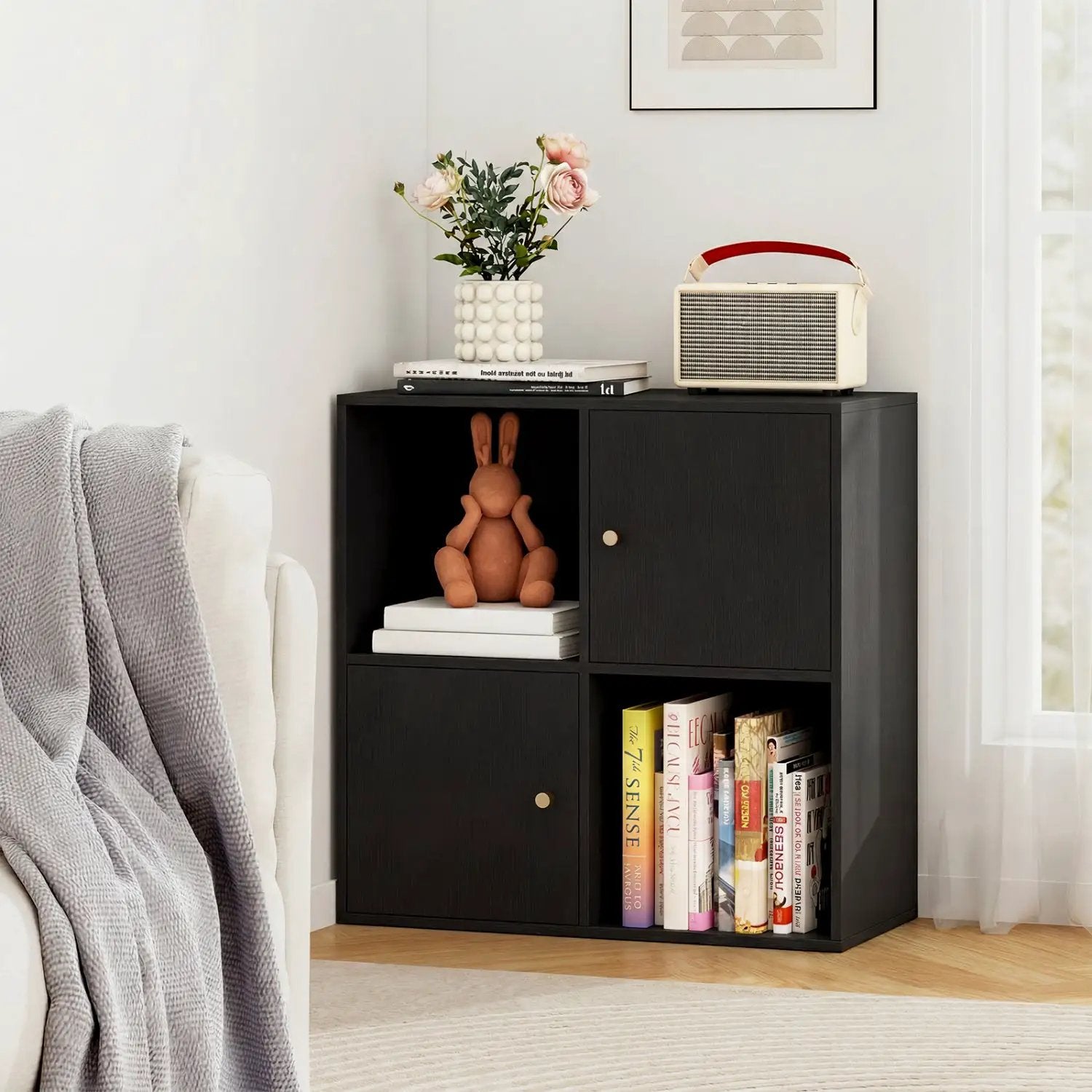 4-Cube Bookcase with 2 Cabinets and Anti-Tip Kit by DirectDeals