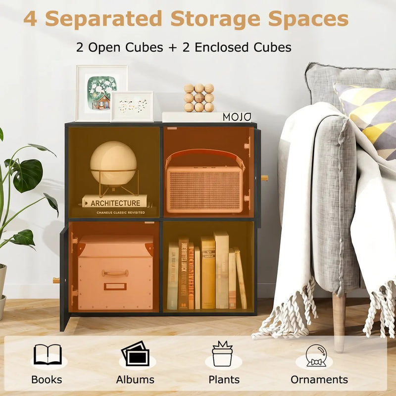 4-Cube Bookcase with 2 Cabinets and Anti-Tip Kit by DirectDeals