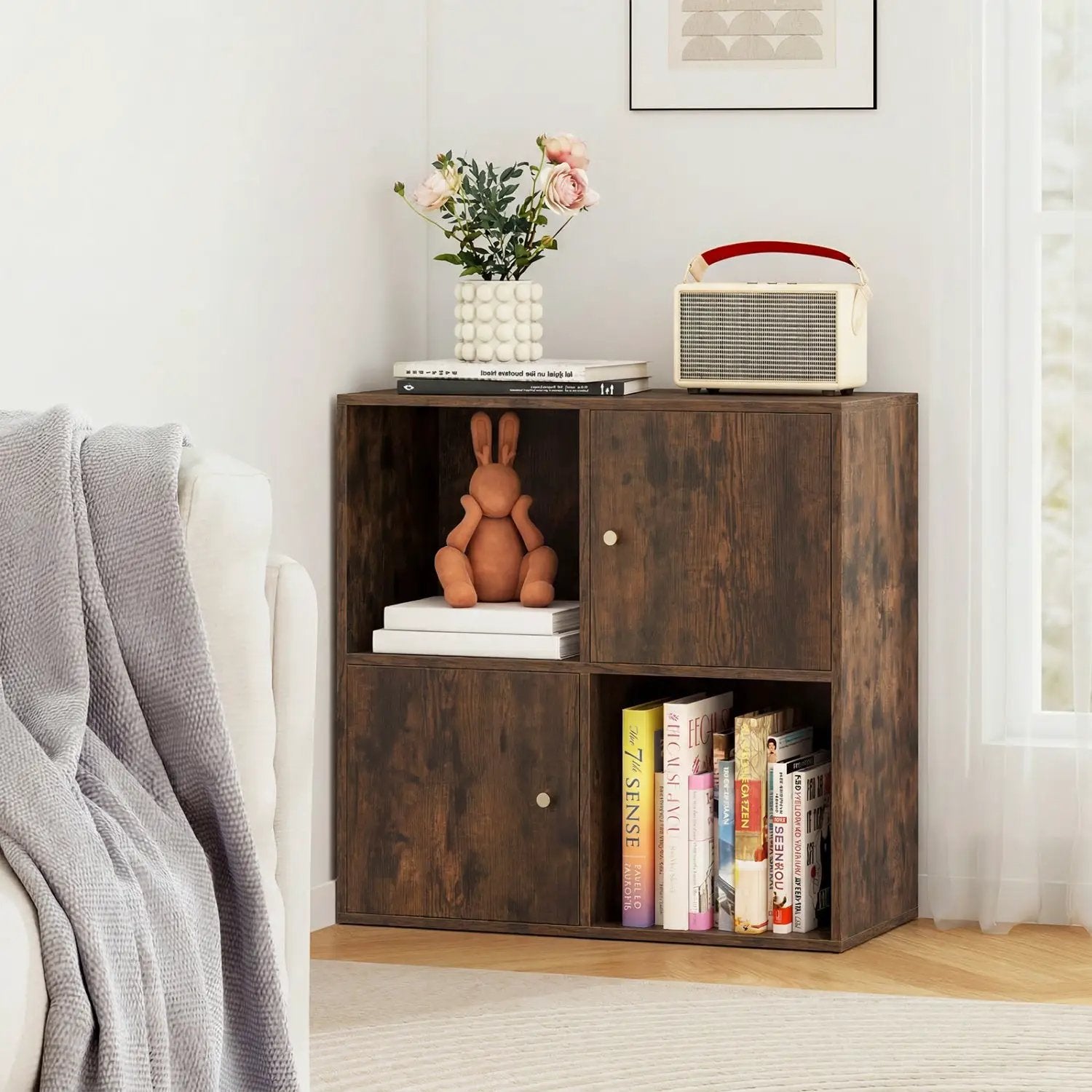 4-Cube Bookcase with 2 Cabinets and Anti-Tip Kit by DirectDeals