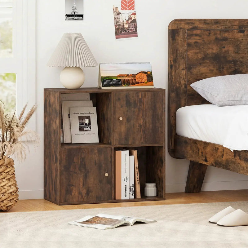 4-Cube Bookcase with 2 Cabinets and Anti-Tip Kit by DirectDeals
