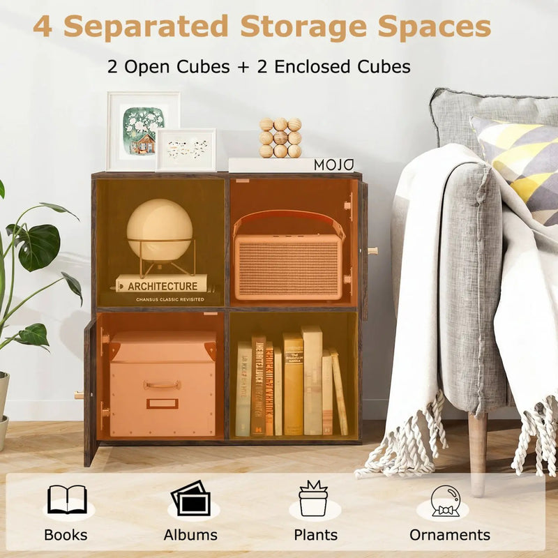 4-Cube Bookcase with 2 Cabinets and Anti-Tip Kit by DirectDeals