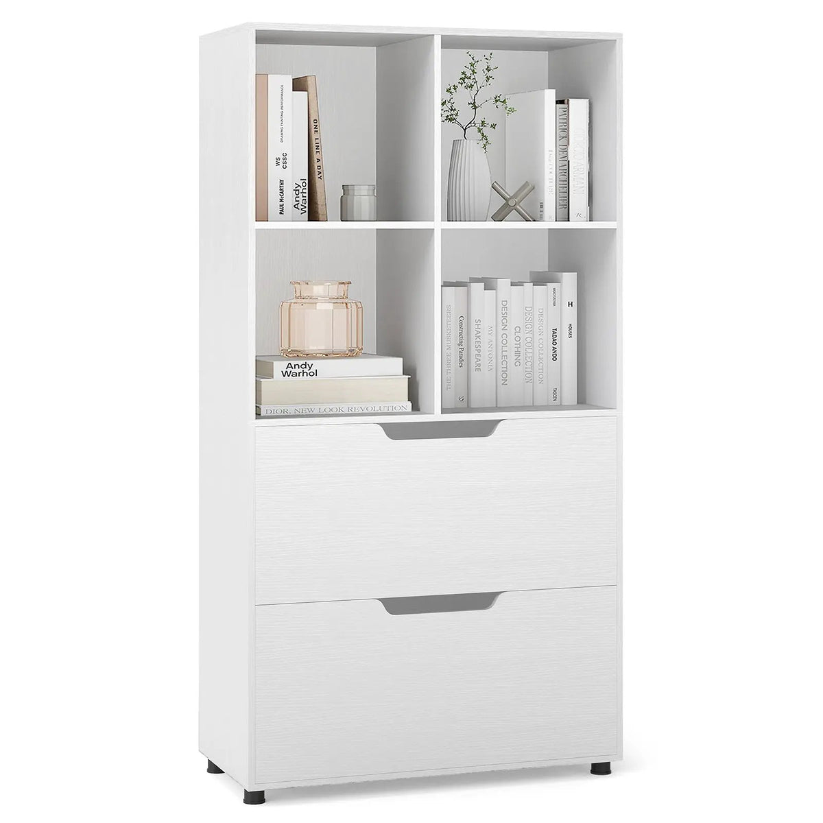 4-Cube Bookcase with 2 Drawers 51 inch 5-Tier Tall Freestanding Bookshelf, photo 10 of 32