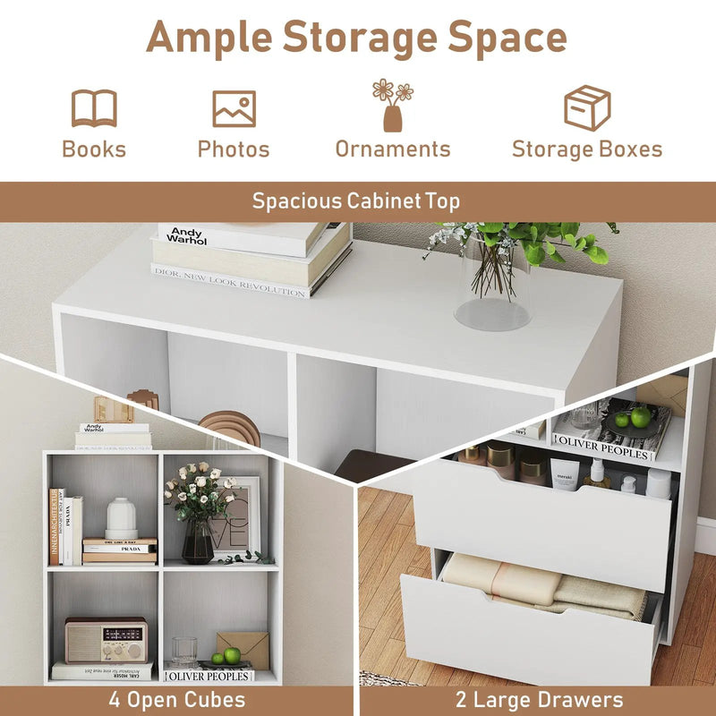 4-Cube Bookcase with 2 Drawers 51 inch 5-Tier Tall Freestanding Bookshelf by DirectDeals
